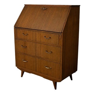 Mid-Century Sutcliffe of Todmorden Walnut Bureau Writing Desk, 1960s For Sale