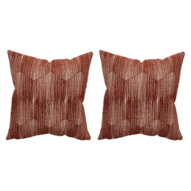 Transitional Stereo Brick 22x22 Pillow, A Pair For Sale - Image 3 of 3