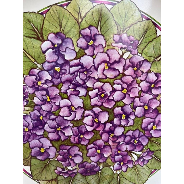 Vintage Hydrangea Round Serving Tray For Sale - Image 4 of 6