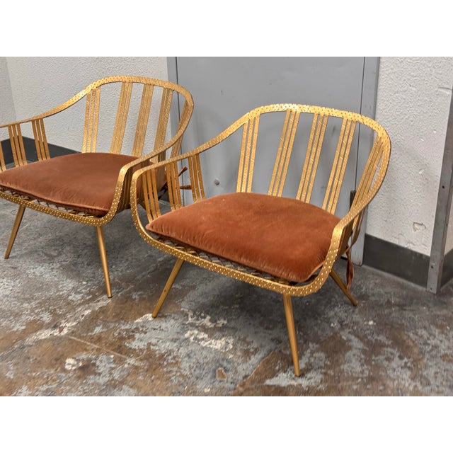Cb2 Gala Gold Lounge Chairs, Pair. For Sale - Image 4 of 12
