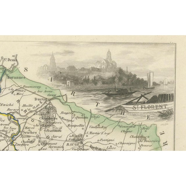 Antique Map of Maine-et-Loire by Vuillemin, 1850s For Sale - Image 5 of 10