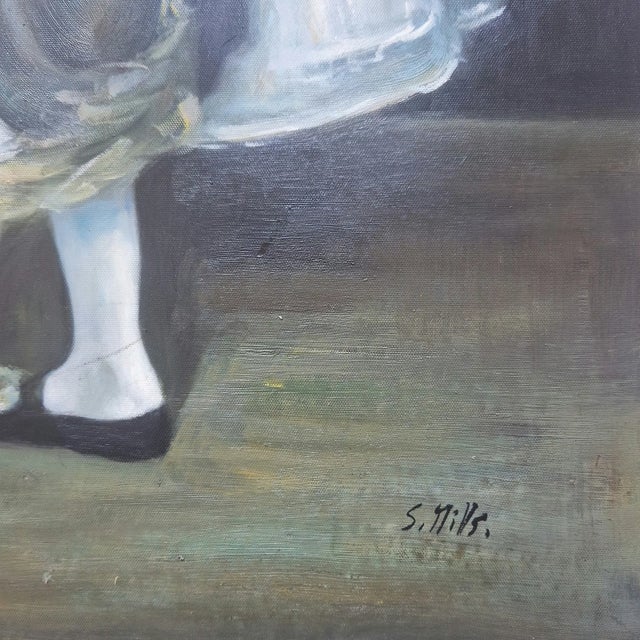 Mid-20th Century Signed S. Mills - Portrait of a Young Girl, Oil on Canvas For Sale - Image 4 of 4