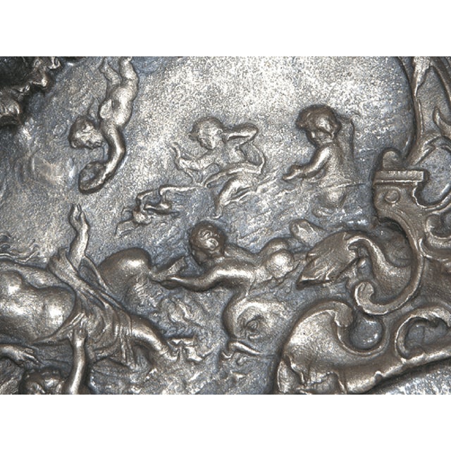 Large Embossed Chiseled Bronze Plate Depicting Scenes from Aphrodite, 1890s-1910s For Sale - Image 6 of 15