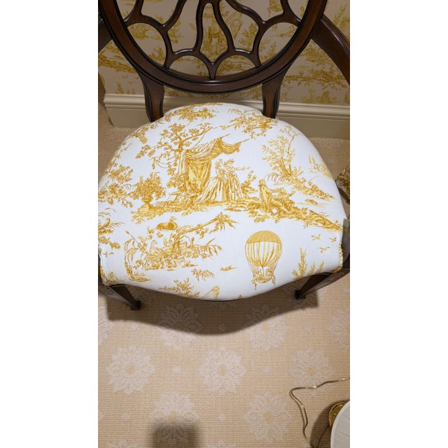 1990s Hepplewhite Style Spider Back Armchair With “Balloon De Neumours” Upholstery For Sale - Image 12 of 12