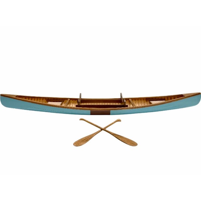 Vintage Vanderbilt Whitney Estate Decorative Canoe Boat Model W/Oars For Sale - Image 16 of 17