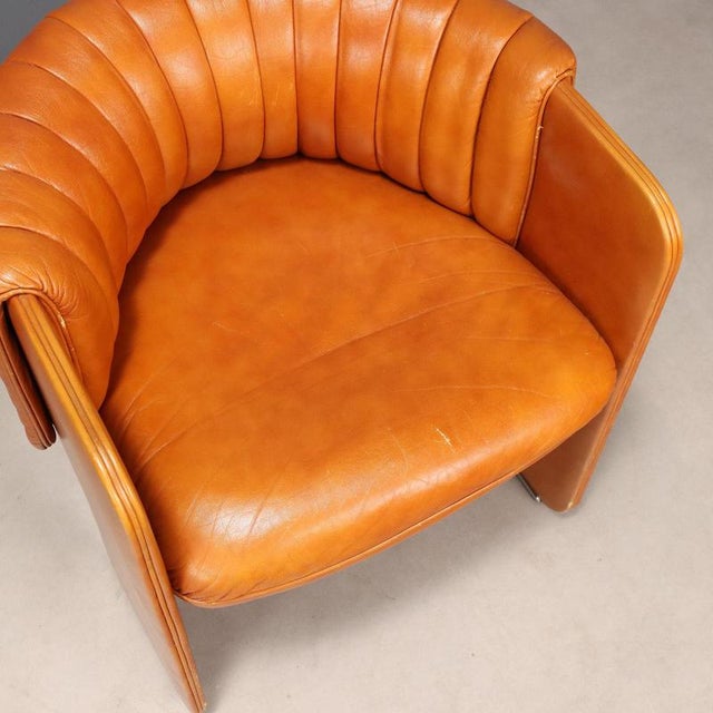 Orange Dinette Armchairs in Leather from Alias, 1970s, Set of 2 For Sale - Image 8 of 11