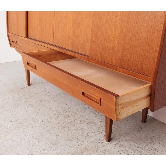 Teak Highboard with Sliding Doors from Westergaard, 1960s For Sale - Image 9 of 13