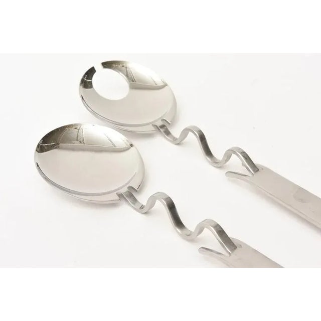 Lino Sabattini Vintage Rare Sabbattini for Rosenthal Stainless Steel Sculptural Flatware - Set of 60 Pieces For Sale - Image 4 of 11