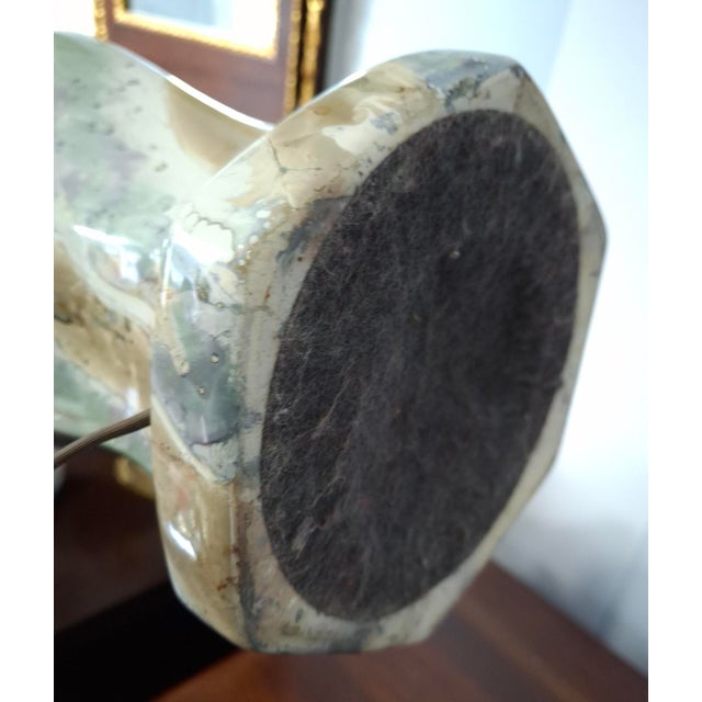 Mid 20th Century Pair Mid-Century Modern Marble-Glazed Ceramic Ginger Jar Style Table Lamps For Sale - Image 11 of 13