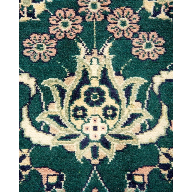 Traditional Mogul, One-of-a-Kind Handmade Area Rug in Green, 2' 6" x 12' 7" For Sale - Image 3 of 8