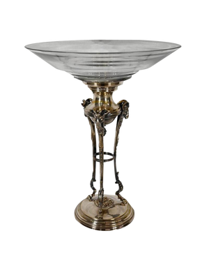 Vintage Bowl in Brass and Glass Cut, 1930