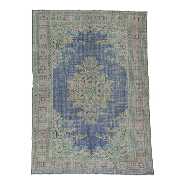 Vintage Large Turkish Oushak Rug - 95" x 133" For Sale