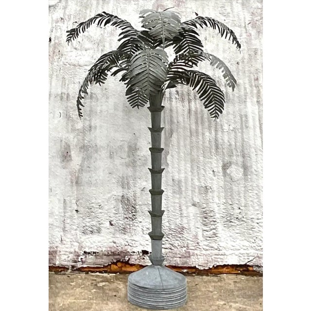 Vintage Boho Monumental Galvanized Steel Palm Tree For Sale In West Palm - Image 6 of 6