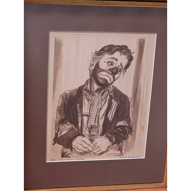 1950s Early 1959 George Crionas Watercolor Original Signed and Titled: When a Fellow Needs a Friend For Sale - Image 5 of 11
