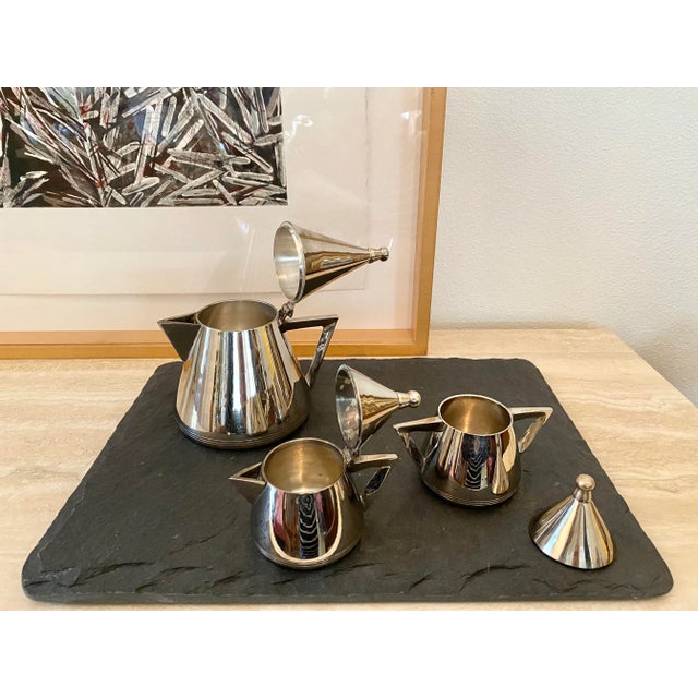 Postmodern Memphis-Style Tea Set, Set of 4 Pieces (After Michael Graves) For Sale - Image 6 of 10
