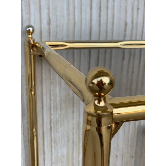 Mid-Century Modern Italian Faux Bamboo Gilt Metal Console With Smoked Glass For Sale - Image 11 of 13