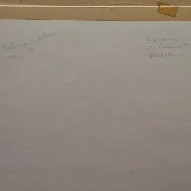 Blue 'Fisherman's Wharf, Monterey' by Muriel Backman, 1955; Crocker Art Museum California Modernist For Sale - Image 8 of 9