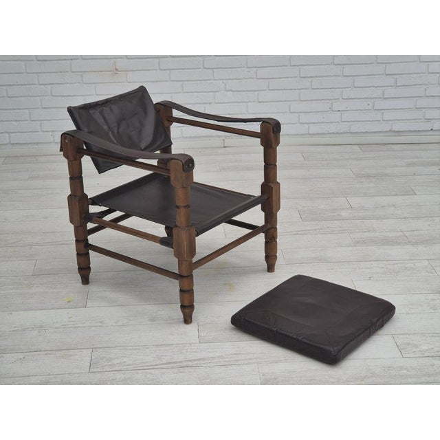 Scandinavian Safari Lounge Chair in Leather and Beech, 1960s For Sale - Image 17 of 18