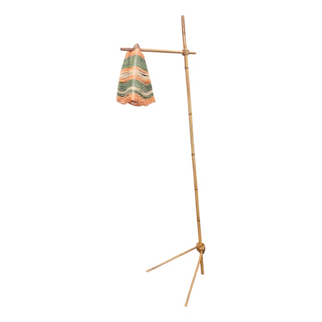 Mid-Century Bamboo and String Floor Lamp, 1960s For Sale