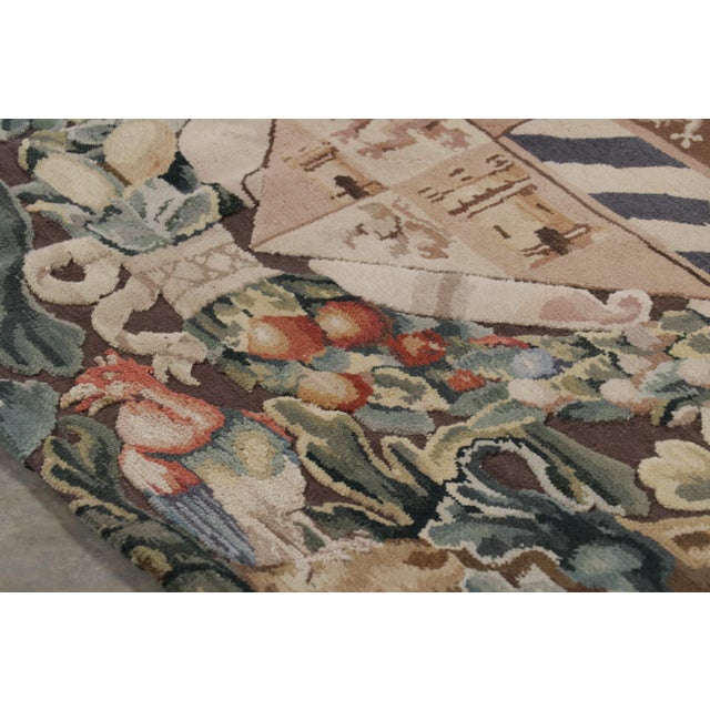Rug & Kilim Rug & Kilim’s Armorial Tudor Style Runner in Black, With Beige, Blue and Gold For Sale - Image 4 of 9