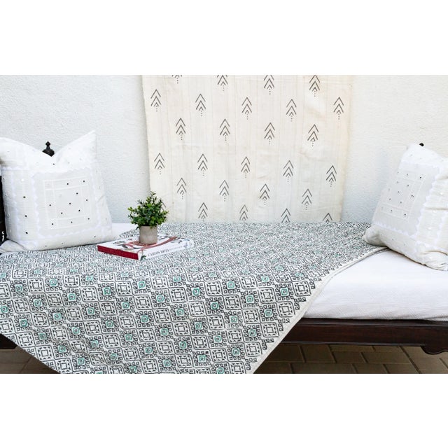 Neon Nights Block Printed Indian Bedcover For Sale - Image 4 of 8