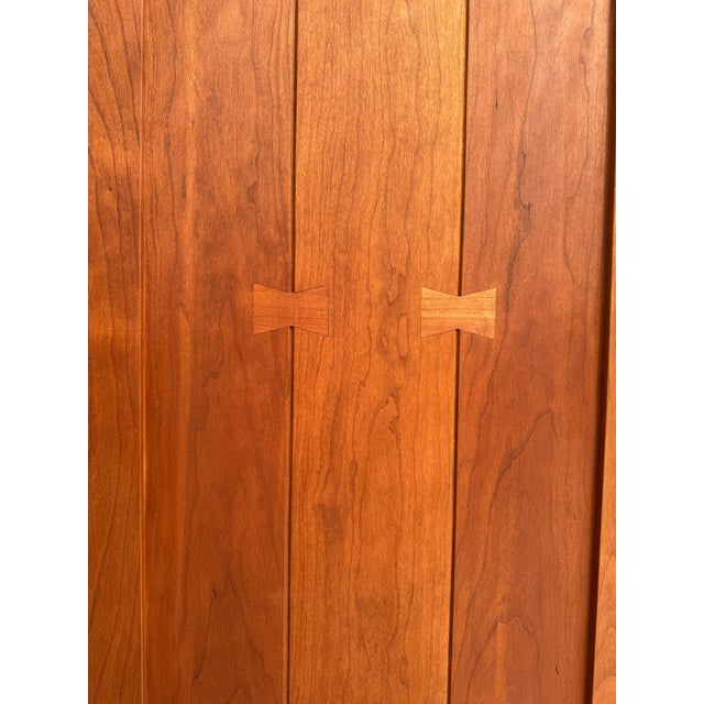 Brown 1990's Stickley Arts and Crafts Inlay Bow Media Cabinet Armoire For Sale - Image 8 of 12