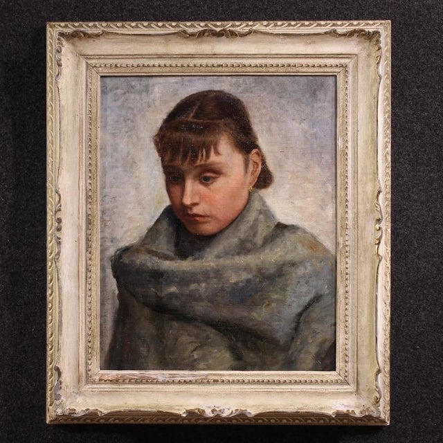 Italian Artist, Portrait of a Woman in Impressionist Style, 1920, Oil on Canvas, Framed For Sale - Image 15 of 15