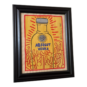 VintageKeith Haring Framed Drawing Estate Stamped