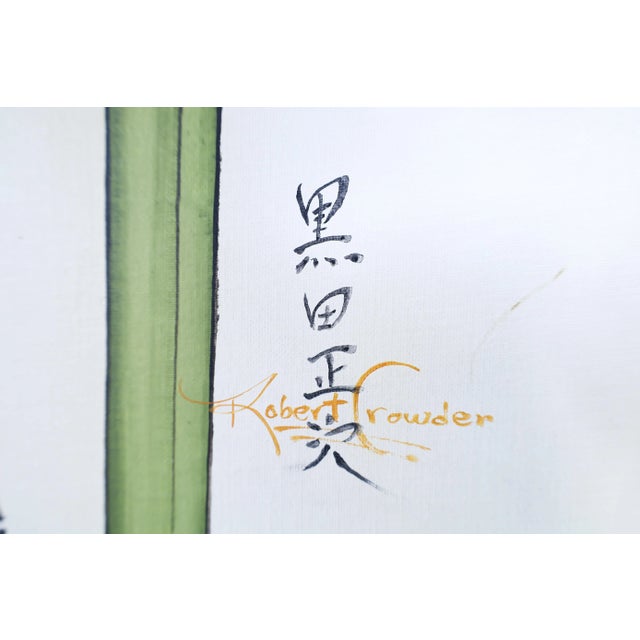 Vintage Hand-Painted Japanese Garden Folding Screen Panels by Robert Crowder For Sale - Image 11 of 12