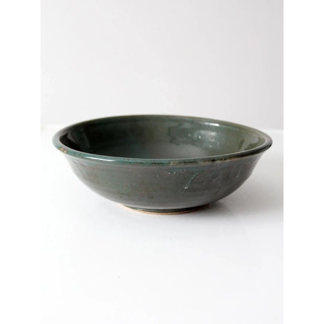 Forest Green Vintage Studio Pottery Bowl For Sale - Image 8 of 12