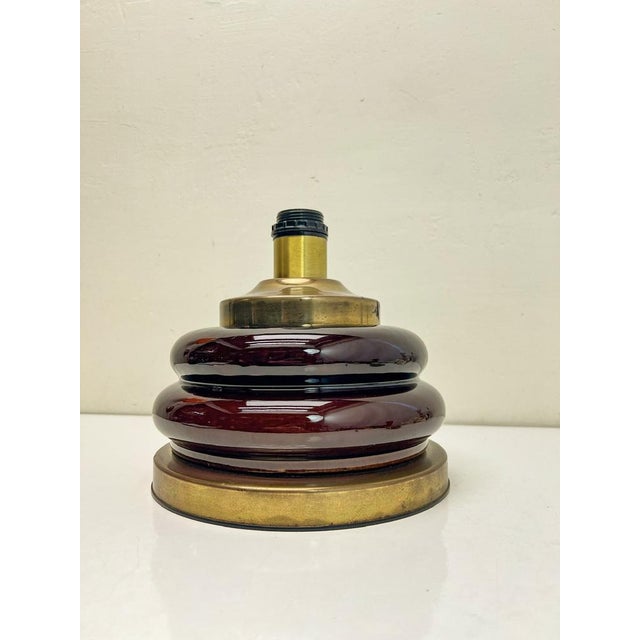 Metal Mid-Century Modern Double Bubble Brown Glass Table Lamp, Italy, 1970s For Sale - Image 7 of 11