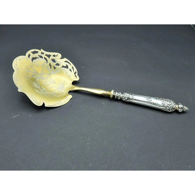 Antique Fauna Silver Plate Brass Pierced Engraved Serving Spoon Art Nouveau Roman Mythology 1890 For Sale In Monterey, CA - Image 6 of 6
