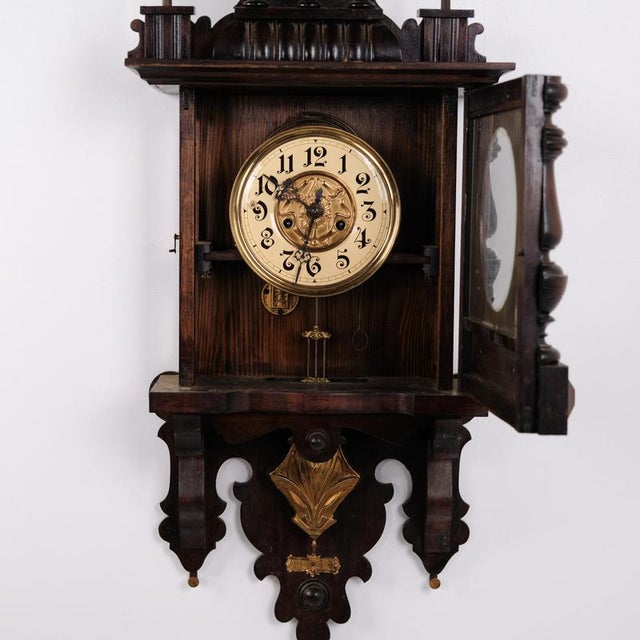 Vintage Junghans Wall Clock in Walnut, 1920s For Sale - Image 4 of 9