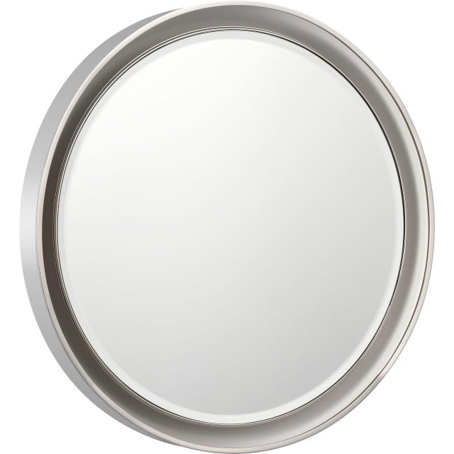 Visual Comfort Thomas O'Brien for Visual Comfort Signature Tricia 24" Illuminated Round Mirror in Polished Nickel For Sale - Image 4 of 11