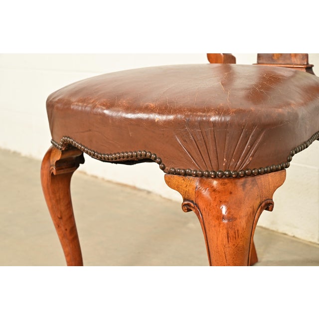 Antique English Queen Anne Burl Wood Side Chairs or Dining Chairs, Circa 1860s For Sale - Image 9 of 14