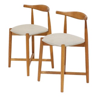 Vintage Danish Cowhorn Bar Stools in Oak from Findahls Møbelfabrik, 1960s, Set of 2 For Sale