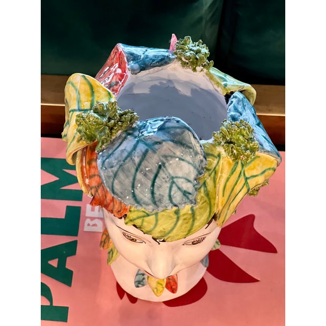 Mediterranean Amalfi Head - Handmade Ceramic Vase - Palm Beach For Sale - Image 3 of 5