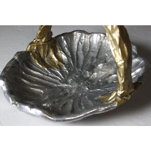 Metal Vintage Brutalist Fruit Bowl in Brass and Aluminum by David Marshall, 1980s For Sale - Image 7 of 12