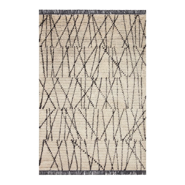 Chris Loves Julia x Loloi Alice Rug Cream / Charcoal 18" x 18" Sample Rug For Sale