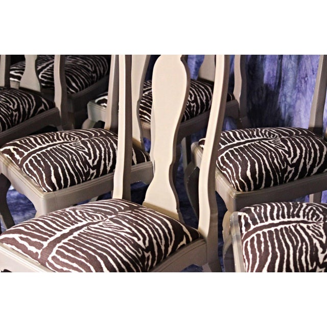 Queen Anne Zebra Painted Dining Chairs Set of 8 Chairish