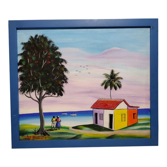 Headley Thompson Jamaica West Indies 2005 Ocean Scene With Hut For Sale
