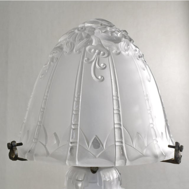 Metal French Art Deco Mushroom Table Lamp by Pierre d'Avesn Lorrain Daum #2 - 1930s France For Sale - Image 7 of 16