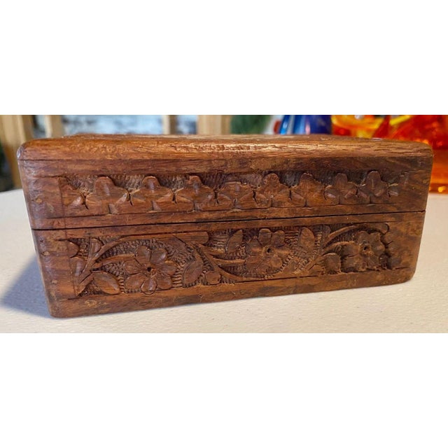 VTG Hand-Carved Rosewood Sheesham Wood Trinket/Jewelry Box 6" x 4" x 2.5" India Indian Rosewood Sheesham Carved Wooden Box...