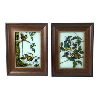 1970s Elyse Wildlife Scenes Alumin-Art Tinsel Paintings - a Pair For Sale