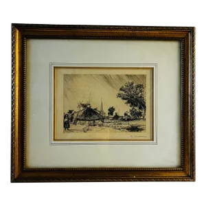 Early 1900s Antique Lepere the Shower Framed Print
