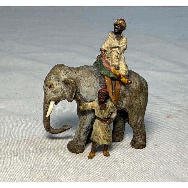 19th Century Antique 19th Century Mini Cold Painted Austrian Vienna Bronze Elephant Statue For Sale - Image 5 of 9