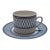 1980s Vista Alegre Balustrade Blue Cup and Saucer For Sale