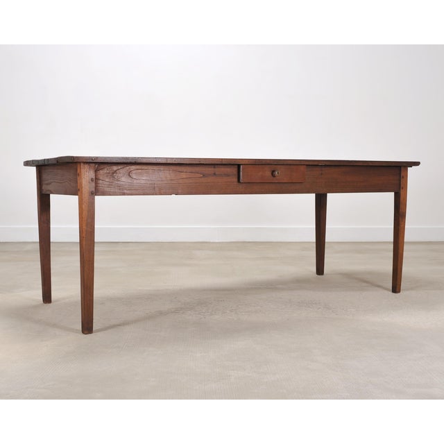 19th Century 19th Century Country French Provincial Chestnut Farmhouse Table For Sale - Image 5 of 18