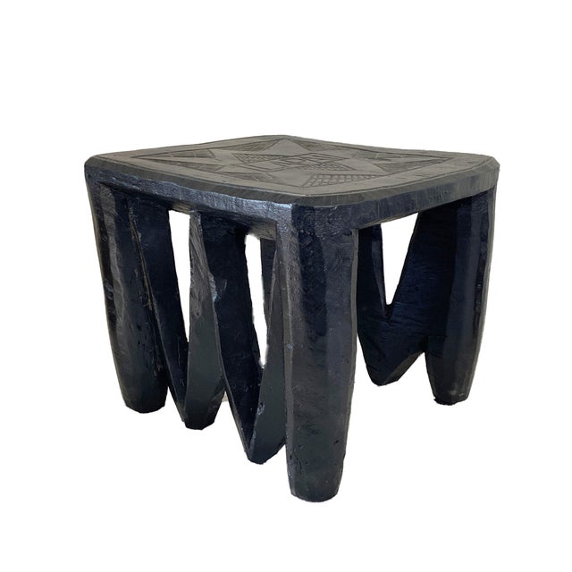 African Vintage Black African Nupe Stool Nigeria 13" W by 10.75" H For Sale - Image 3 of 6