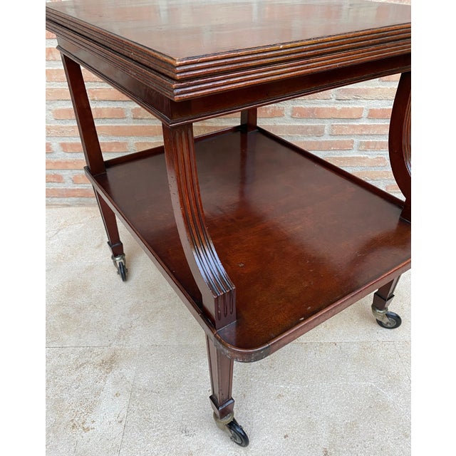 Wood Early 20th Century Cherry Wood Serving Bar Cart with Removable Tray, 1940s For Sale - Image 7 of 18